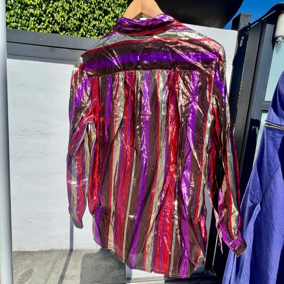 80s Multicolor Metallic Stripe Shirt Set - Picture 11 of 11